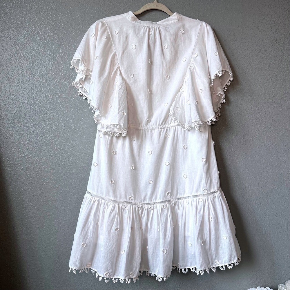 Farm Rio White Mini Dress Floral Embroidered Boho Medium Beach Resort‎ Romantic - Picture 7 of 11